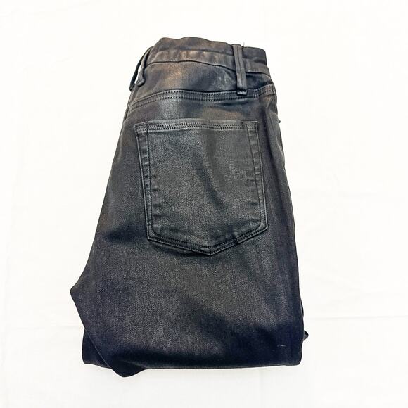 Good American Good Legs Curvy Flare Black Coated Denim Jeans SIze 4 / 27 - Picture 1 of 7